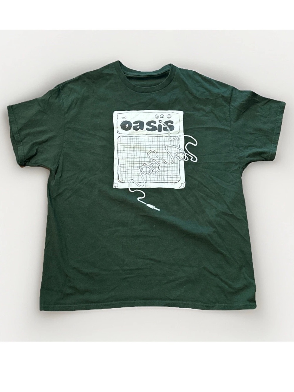 Rare Vintage Oasis Amp Cotton Green Unisex T-shirt Size Lg/XL